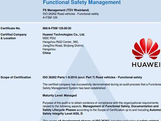 新起點(diǎn) 華為MDC智能駕駛計(jì)算平臺(tái)通過ISO 26262認(rèn)證